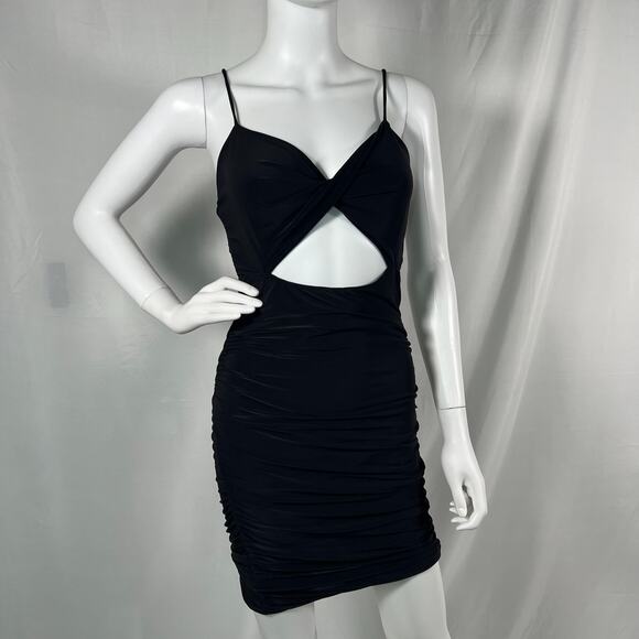 21 Saints Black Bodycon Cut-Out Mini Dress Medium - Picture 1 of 7